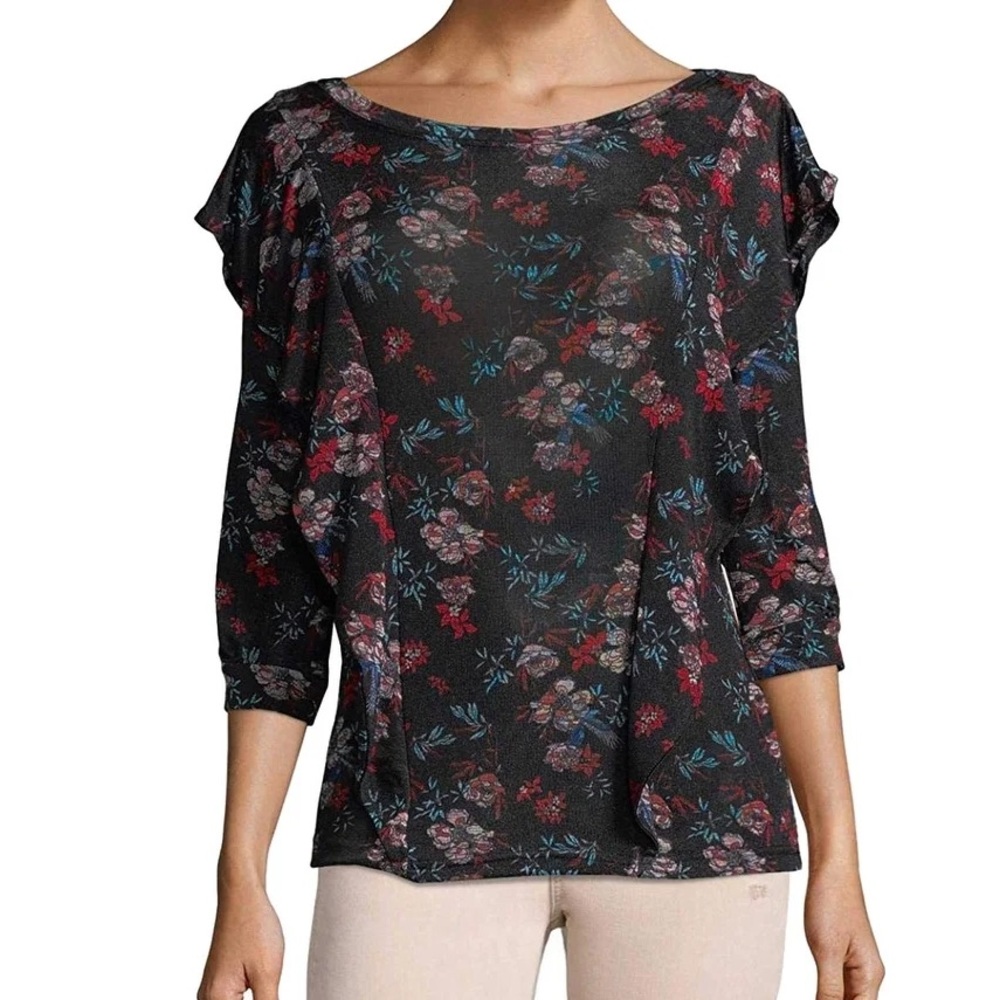 Free People floral ruffle top